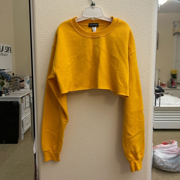PLT Mustard Yellow Cropped Sweater - Picture 1 of 3